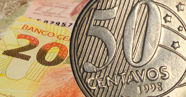 Nota de 20 Reais Rara com Moeda de 50 Centavos Lendária
